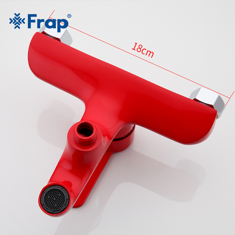 FRAP Red Colour Bath Shower Faucet Sink Mixer Wall Mounted Faucet F3243