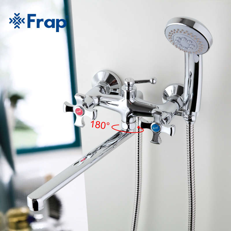 Frap Double handle Bathroom Mixer 30cm stainless steel long nose outlet brass shower faucet F2293