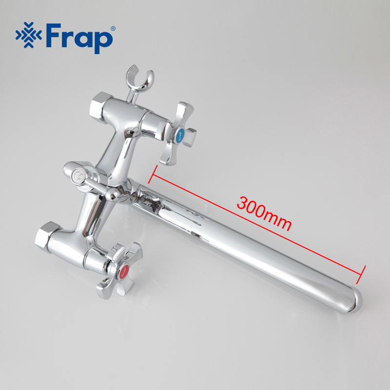 Frap Double handle Bathroom Mixer 30cm stainless steel long nose outlet brass shower faucet F2293