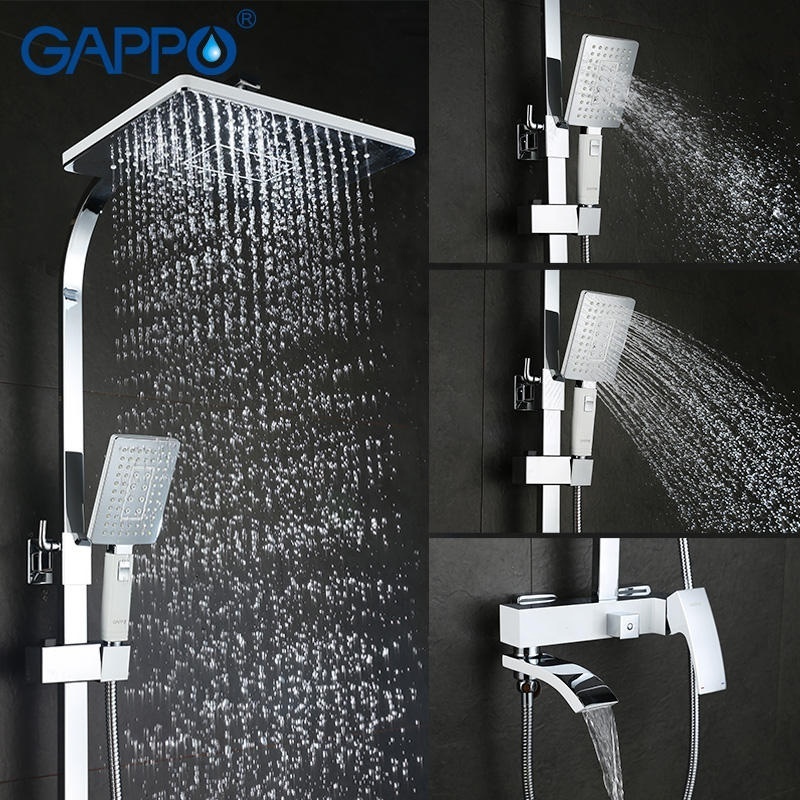 Gappo Rainfall Shower Head Single Handle High Pressure Hand Spray Wall Mount 2 Function Rainfall Shower Head Kit G2407-8 Brass