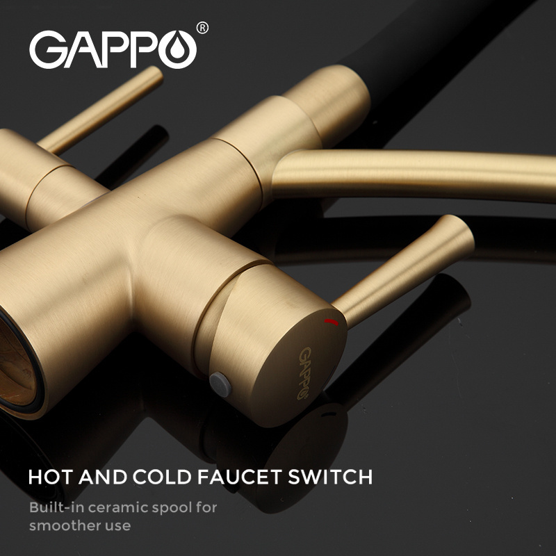 Gappo Bronze Black Flow Water Filtration Kitchen Faucet 3 Way Water Filter Taps Brushed Golden Kitchen Faucet G4398-1