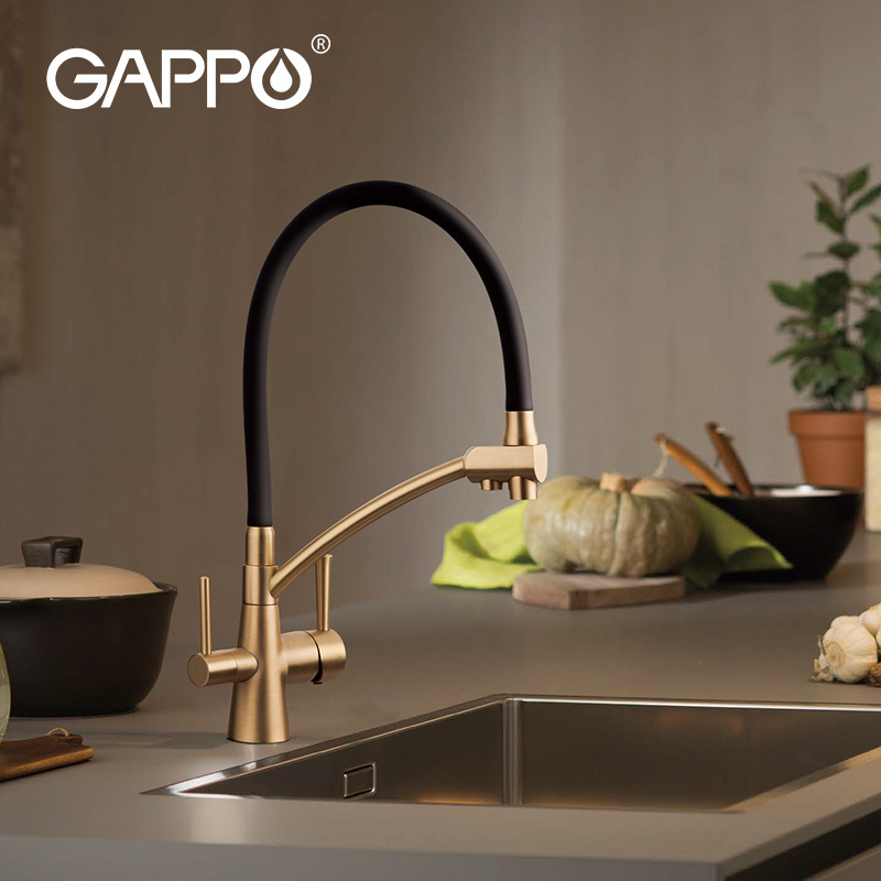 Gappo Bronze Black Flow Water Filtration Kitchen Faucet 3 Way Water Filter Taps Brushed Golden Kitchen Faucet G4398-1