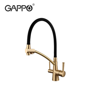 Gappo Bronze Black Flow Water Filtration Kitchen Faucet 3 Way Water Filter Taps Brushed Golden Kitchen Faucet G4398-1