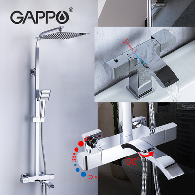 Gappo Wall Mounted Shower System Rain Mixer Shower Combo Set Rainfall Shower Head System Polished Chrome Faucet G2407-40