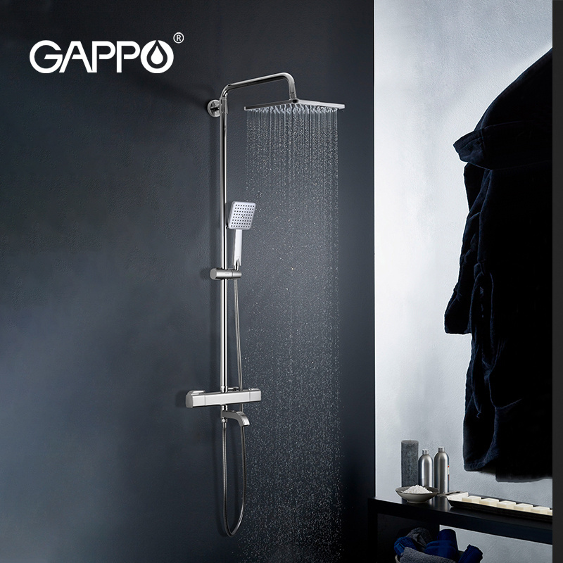 Gappo Shower System Faucet Set Rain Shower Head with Handheld Square Shower Valve Kit for Bathroom Wall Mounted G2491