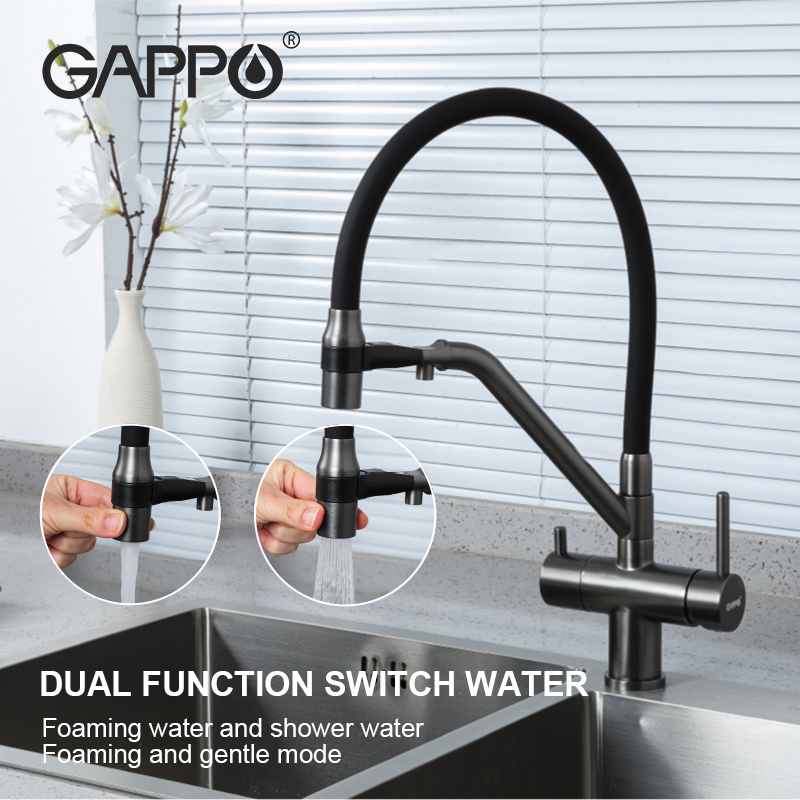 Gappo modern kitchen faucet gun gray brass sink kitchen faucets with filter two levels 3 way kitchen faucet G4398-89