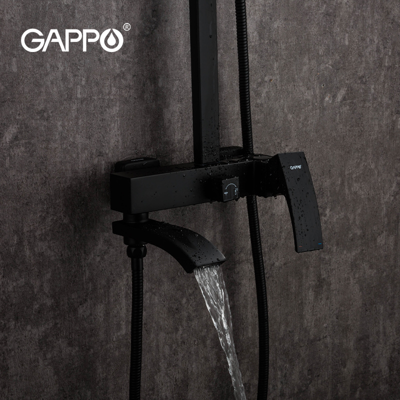 Gappo Brass Rain Shower System Set Mixing 8 Inch Rainfall Shower Head with Handheld Spray Bathroom Shower Faucet G2407-6