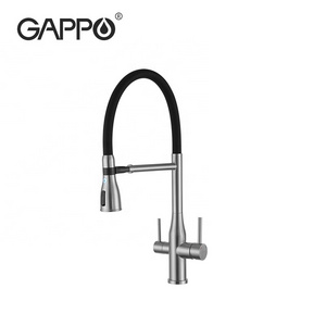 Hot style brass kitchen tap with pull down sprayer deck-mounted dual handle kitchen faucet for kitchen sink G4399-75