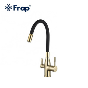 Matt Black Brushed gold kitchen tap Finished Solid Brass Sink Mounted Filter Kitchen Faucet F4396-3