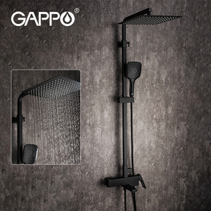 Gappo Shower faucet Set Wall Mount Triple Function Shower System Head Bathroom Adjustable Hand Spray Black Shower set G2417-6