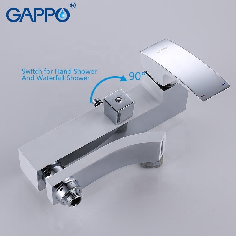 Gappo Rainfall Shower Head Single Handle High Pressure Hand Spray Wall Mount 2 Function Rainfall Shower Head Kit G2407-8 Brass