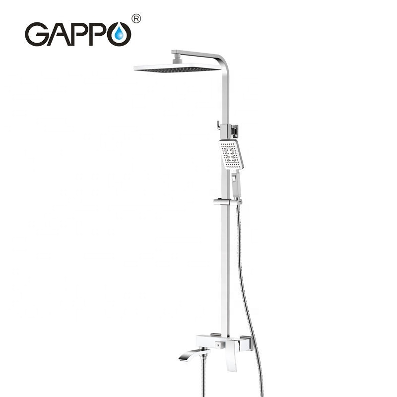 Gappo Rainfall Shower Head Single Handle High Pressure Hand Spray Wall Mount 2 Function Rainfall Shower Head Kit G2407-8 Brass