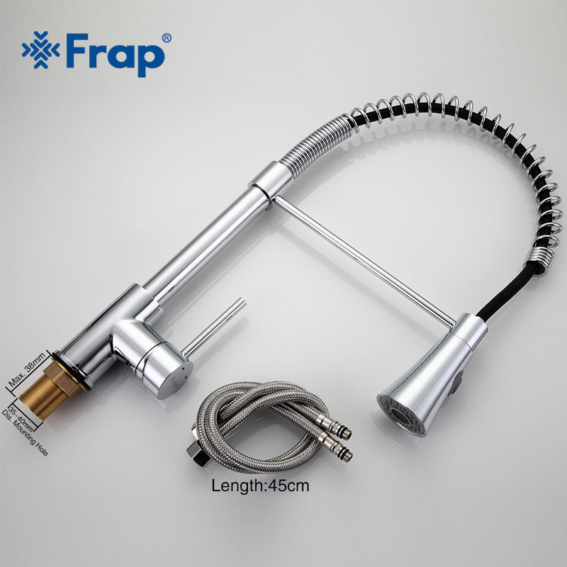 FRAP UPC CUPC Brass Spring Pull Out Kitchen Sink Faucet Mixer brass commercial kitchen faucet F4452