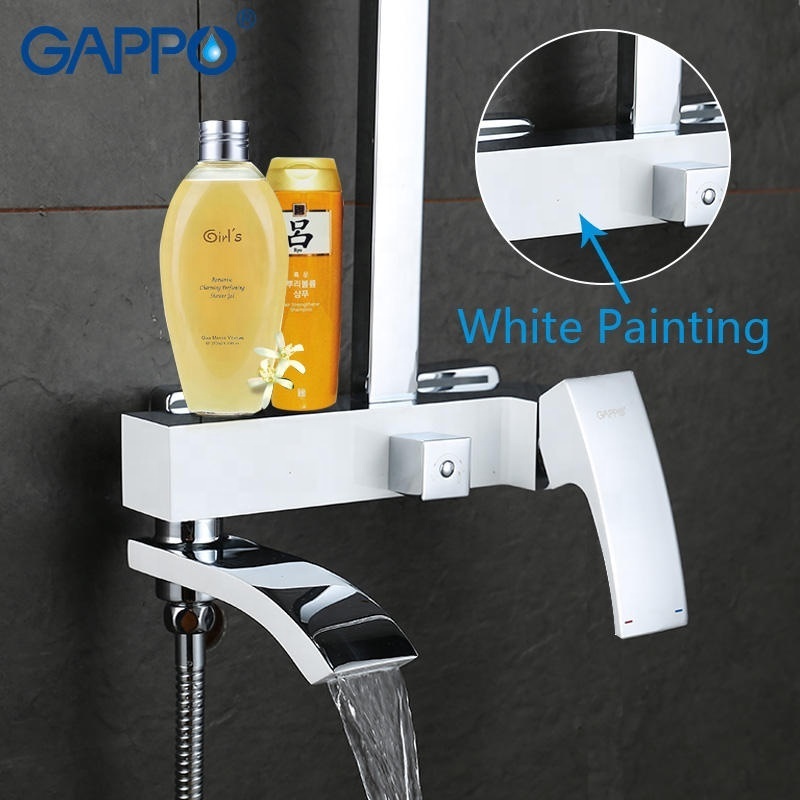 Gappo Rainfall Shower Head Single Handle High Pressure Hand Spray Wall Mount 2 Function Rainfall Shower Head Kit G2407-8 Brass