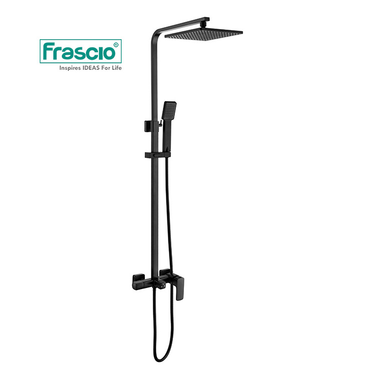 Frascio Modern Shower Wall Faucet Matt Black Brass Shower Mixer Faucet Hot And Cold Water Rain Fall Bath Shower Faucet Set