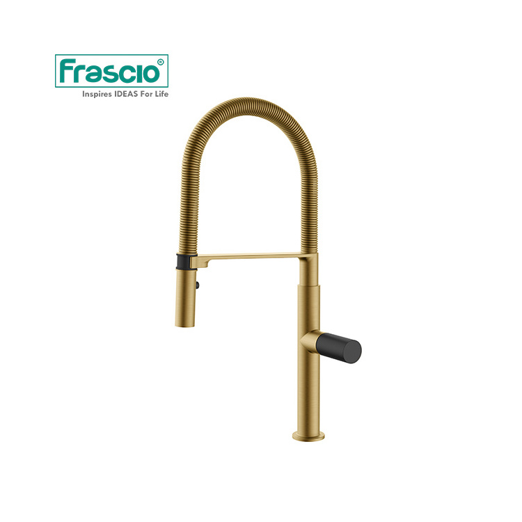 Frascio Contemporary Multi-color Pull Out Spring Kitchen Faucet Brass Kitchen Faucet Gold Sink Mixer Kitchen Faucet Adjustable