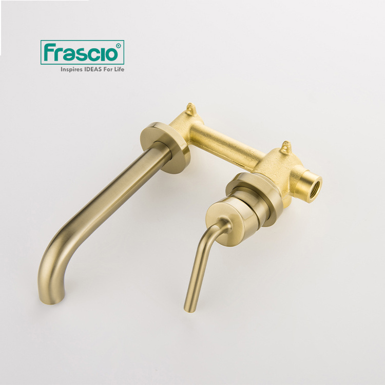 Frascio Sanitary Ware Brand OEM Concealed Basin Bathroom Faucet Made in Brass Modern Wall Mounted Faucets Bathroom Sink F