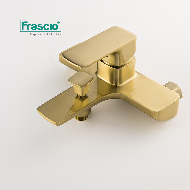 Frascio High-end Quality Brass Brush Gold Bath Faucet With Wholesale Price For Hotel Lavatory Mount Bath Faucet Wall Mount