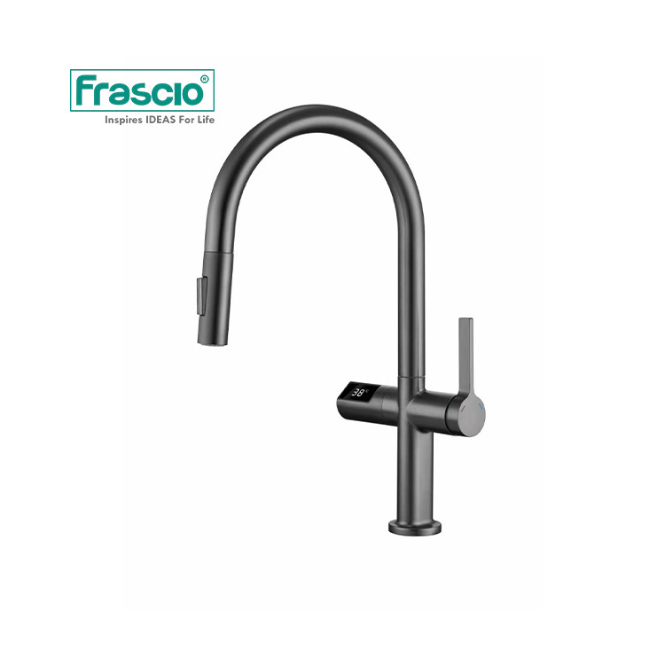 Frascio Digital Display Touch Sensor Kitchen Faucet Gunmetal Pull Down Kitchen Faucet Touch Sensor New Kitchen Faucet Sensor