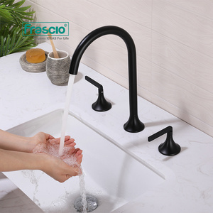 Frascio Luxury Brass Black Basin Faucet Mixer With Simple Design For Hotel Bathroom Basin Deck Mounted With Double Handle Faucet