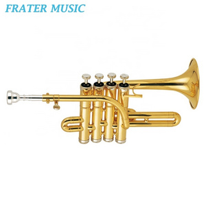 High grade Gold lacquer / Silver plated Bb key Piccolo Trumpet  (JTR-281)