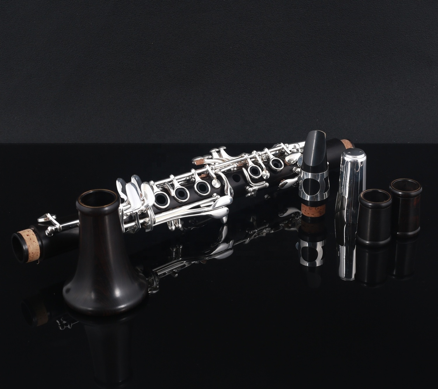 High grade Ebony wood body Eb tone black color 18 keys Clarinet with silver plated key (JCL-115)