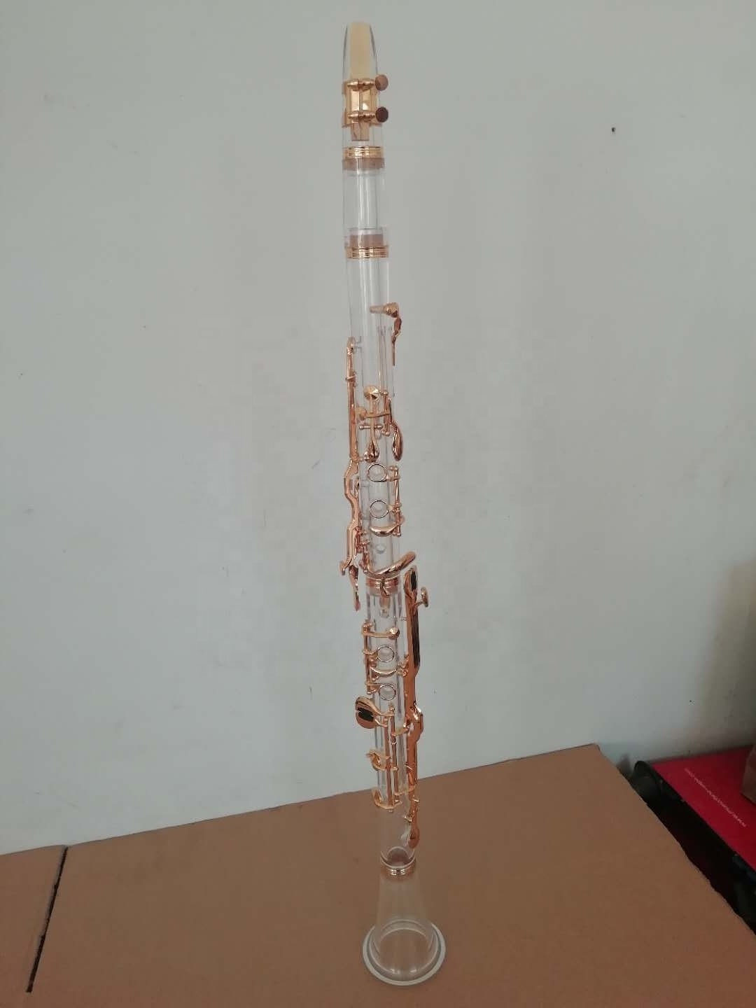 Good quality Transparent body G key Clarinet with gold plated keys (JCL-182)