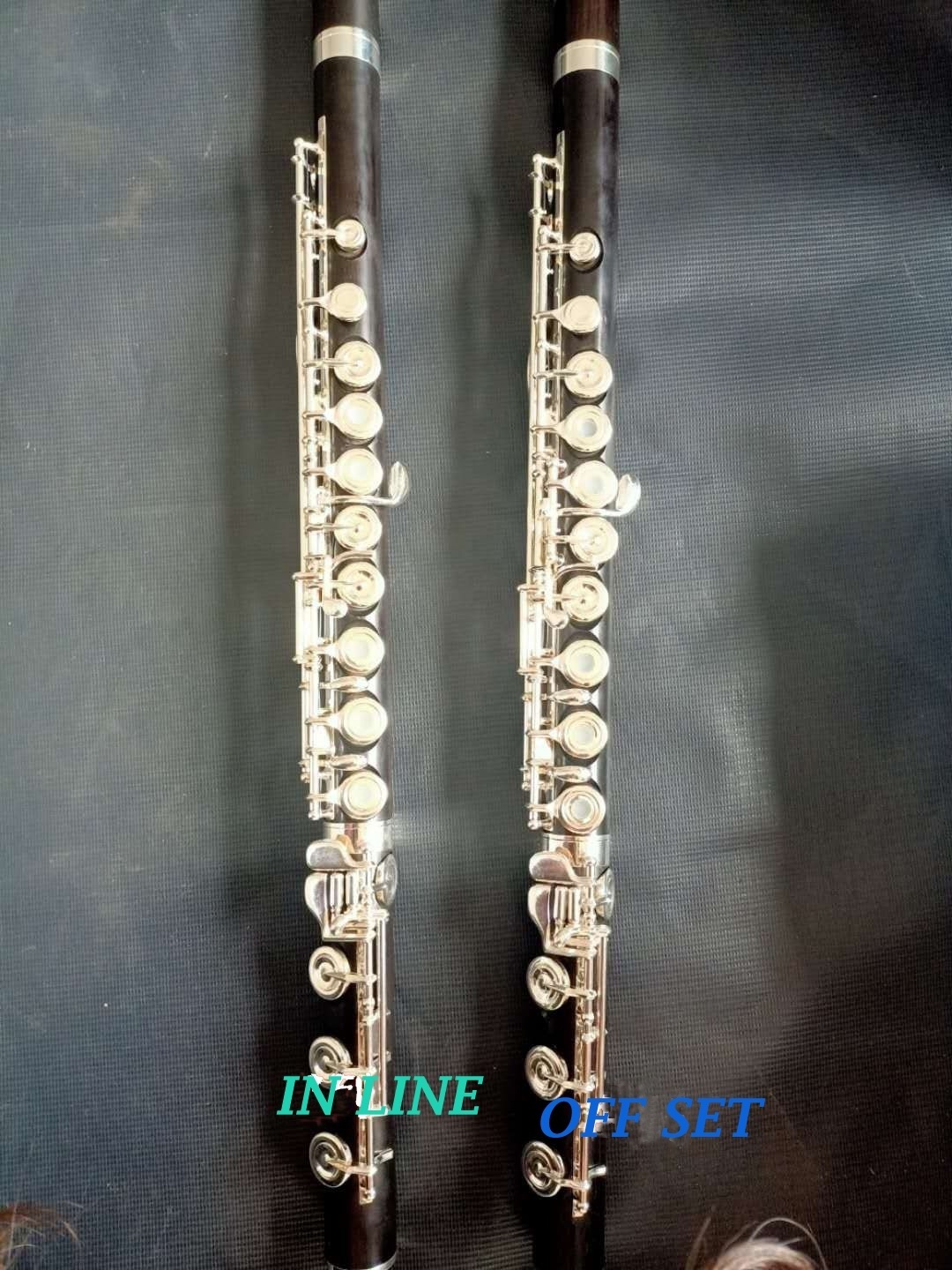 High Grade low B 17 open holes ebony wood body & head joint C tone Flute with in line G or off set (JFL-470)