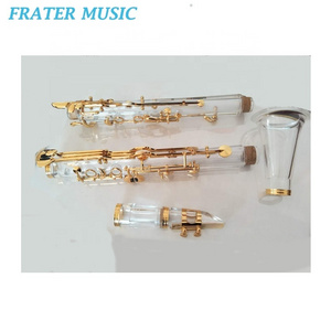 High grade Transparent body 18 keys G tone Clarinet with gold plated keys (JCL-183)