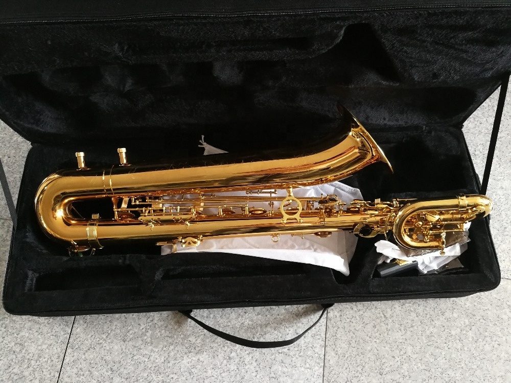 Best sell Eb Baritone Sax OEM Good quality Gold lacquer yellow brass sax body Eb tone / key Baritone Saxophone (JBS-1110L)