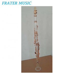 Good quality Transparent body G key Clarinet with gold plated keys (JCL-182)