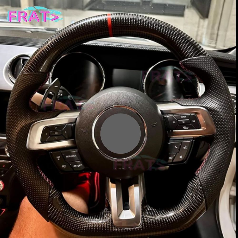 Auto Accessories For Ford 2015-2023 Mustang GT Shelby Custom Forged Carbon Fiber Racing Steering Wheel With Indicator Display