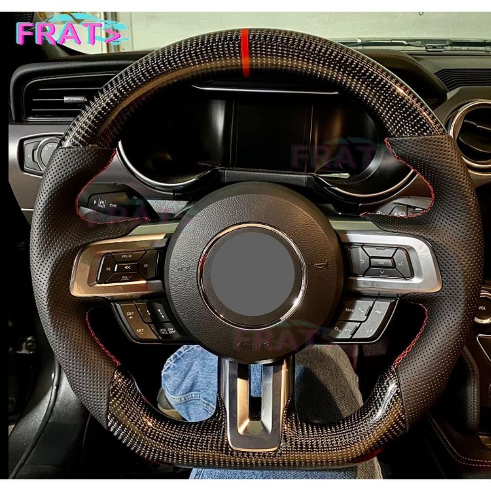 Customization carbon fiber steering wheel racing car Leather steering wheel for mustang 2015-2022