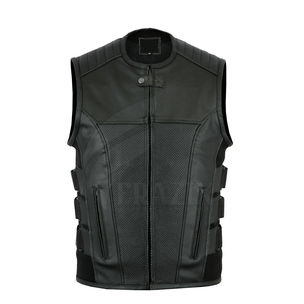 Men Down Leather Vest Jacket Casual Fashion Warm Jackets