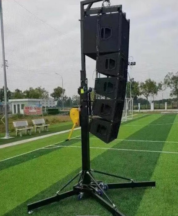 Line Array Speaker Truss Lifting Stand Black Heavy Duty Hand Crank  Lift System