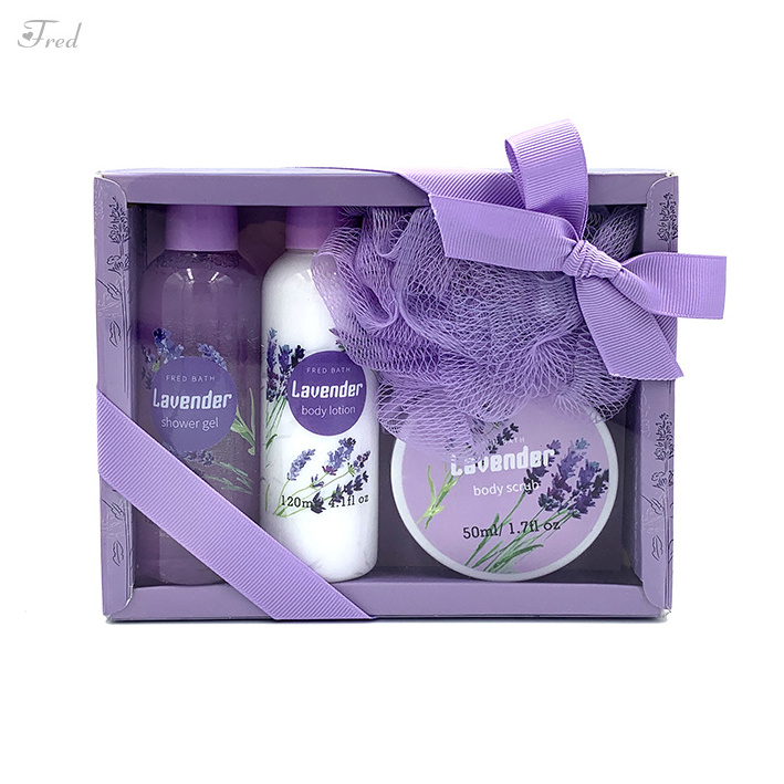 wholesale natural private label beauty shower gel lotion spa hotel bath gift set