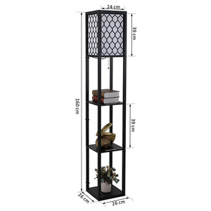 Floor Lamp with Shelves Modern Tall Lamps With White Shade Designer floor Lamps For Living Room Bedrooms Office-Black