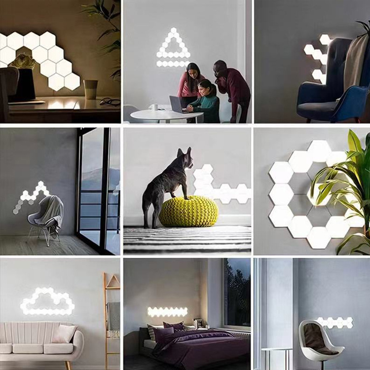 Dropshipping smart minimalist white quantum honeycomb wall lamp sensitive diy hexagonal lights