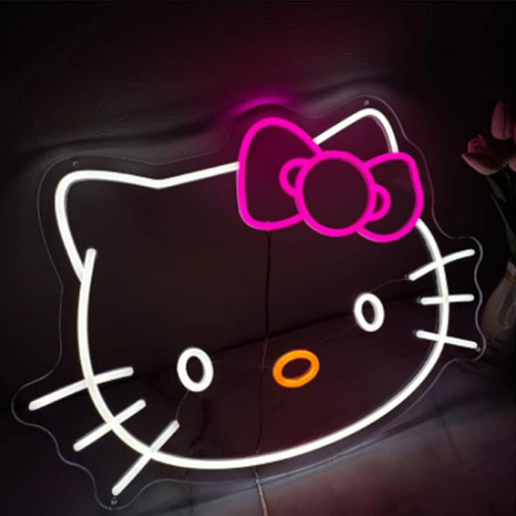 Custom Hello Kitty Neon Sign Anime Cat led Neon Lights for Girl's Room Game Room Kids Birthday Xmas Easter Gift