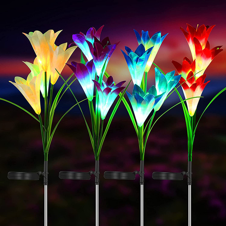 Modern led dried flower bouquet  lamp  solar powered  outdoor garden landscape ground lamp for walkway garden lawn