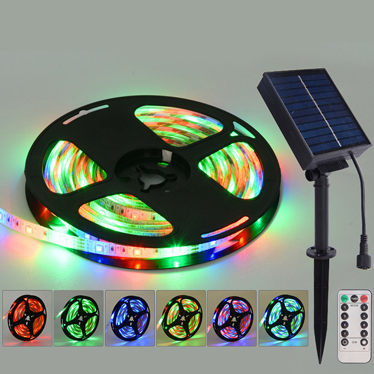 Custom Solar Led Strip Light Dimmable waterproof  Garden Solar Powered RGB light strip Magic color LED Strip Light Outdoor