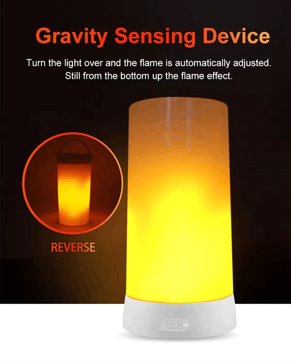 USB Rechargeable Fire Lights Indoor Campfire Outdoor Decorative Lantern Hanging Flame Lights