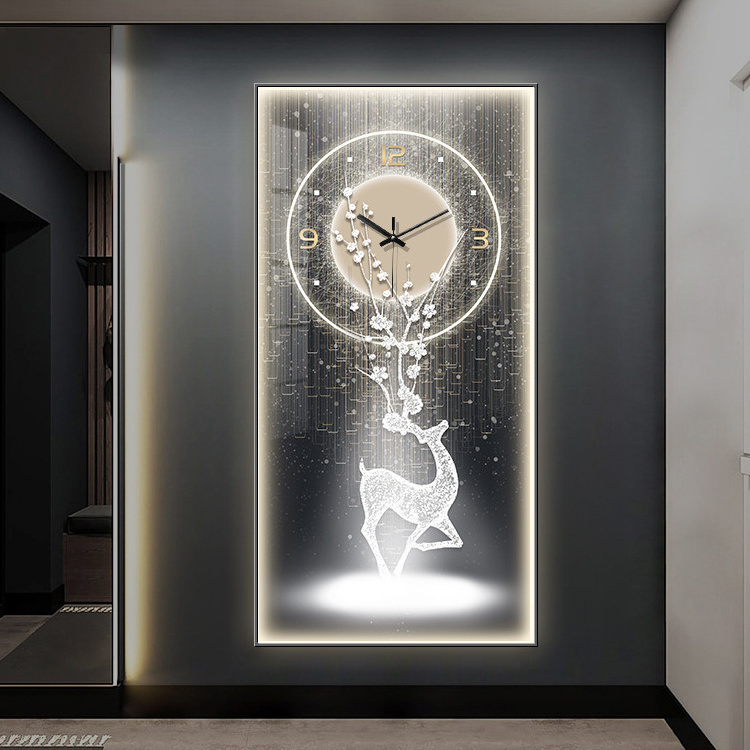 Modern Home Decorative Crystal Porcelain Painting Wall Clock Living Dining Bed Room Creative Fashion Wall Clock Painting