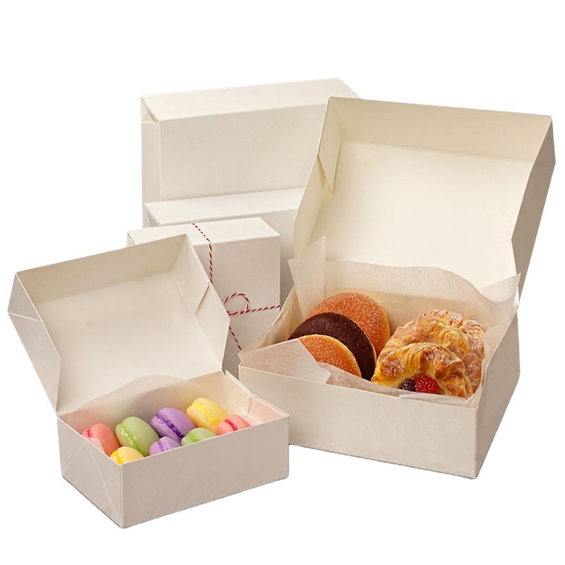 China White Matte Premium Auto-Popup Bakery Pastry Cake Cupcake Biscuit Cracker Donut Apple Pie Sweet Candy Boxes