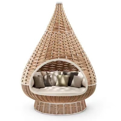 Unique Canopy Bed Cheap Outdoor Rattan Patio Daybed Resort Standing Nest Swing Sun Loungers Rattan Garden Sofa Daybed