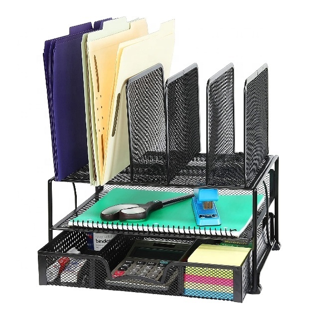 School office supplies black metal mesh  pencil file holders desk organizer