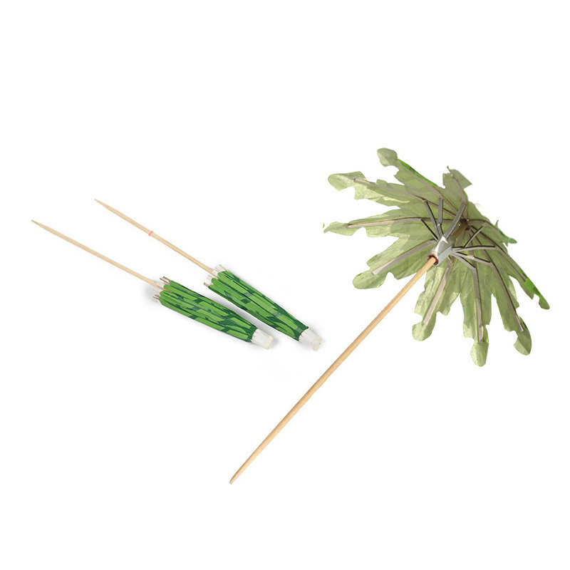 Customized 100% Food Grade Leaf Shape Cocktail Umbrella Toothpicks