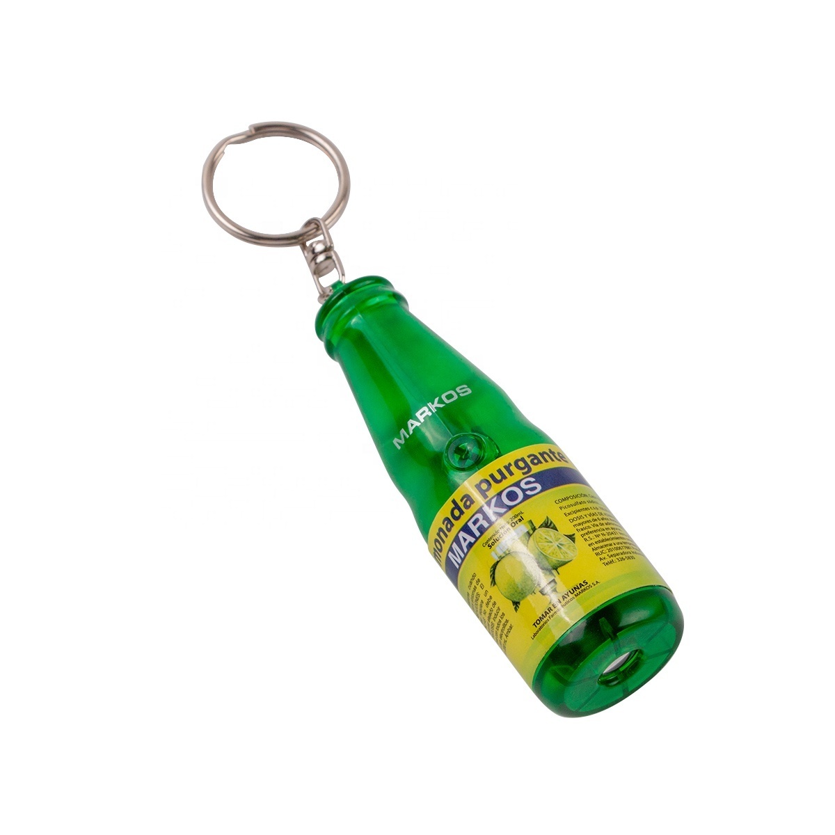 Promotional Custom Logo Mini LED Flashlight Bottle Shape Projector Keychain