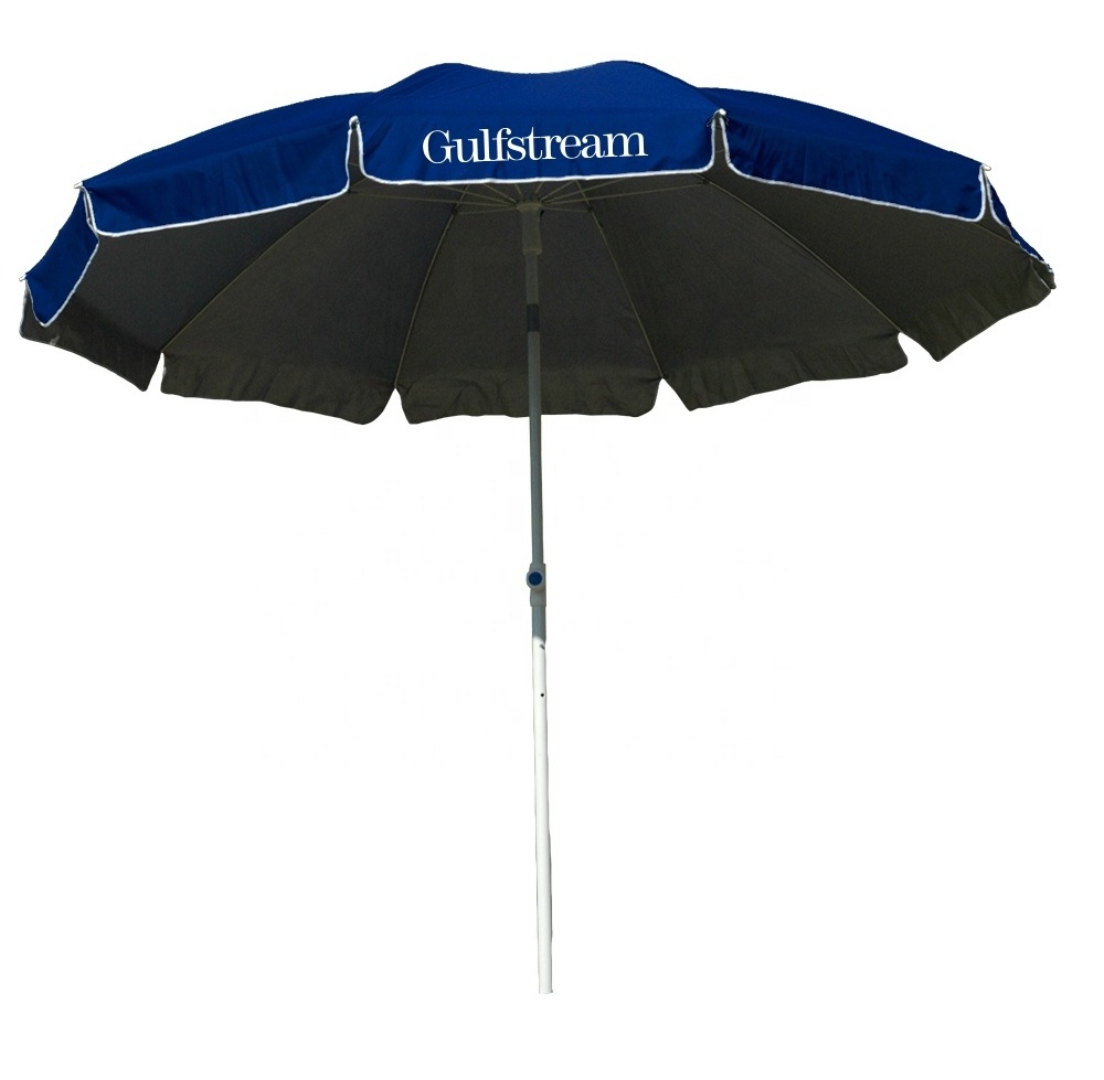 High Quality Custom Logo Printed Outdoor Beach Umbrellas Advertising Polyester Sunshade Parasol Umbrella