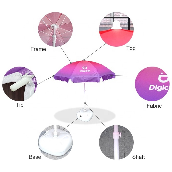 High Quality Custom Logo Printed Outdoor Beach Umbrellas Advertising Polyester Sunshade Parasol Umbrella